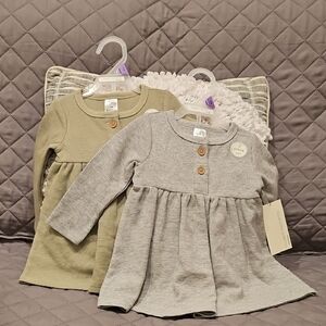 Gerber Modern Moments Kids Casual Dresses in Olive and Gray